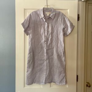 C&C California 100% Linen Shirt Dress Purple Button Front Pockets Size S NWT
